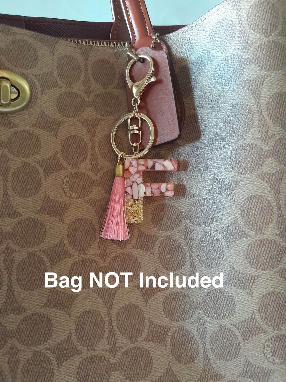 Initial Keychain with Tassel / Bag Charm “F” NIP - Picture 2 of 7